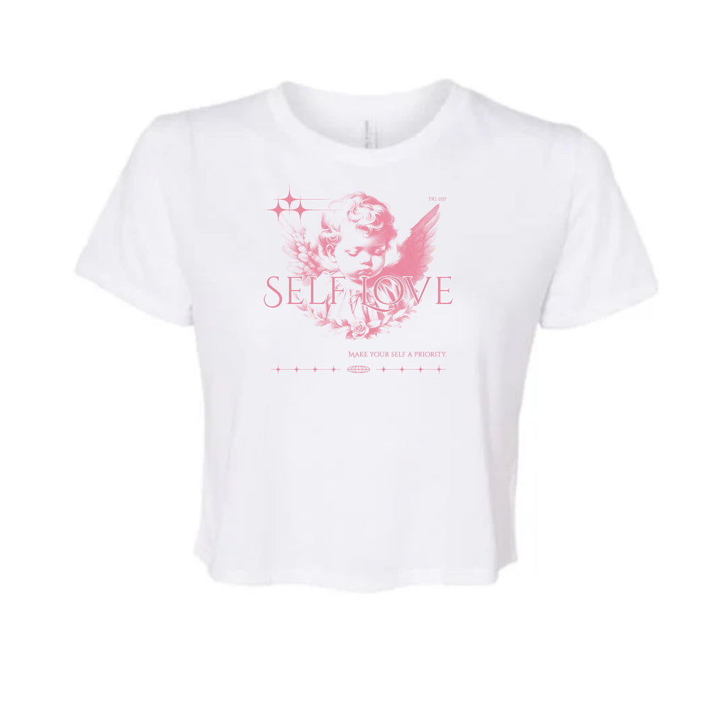 “Self Love” Women’s Flowy Crop Top Tee